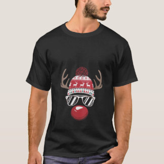Womens Reindeer Beanie Sunglasses Antlers Funny Ch T-Shirt
