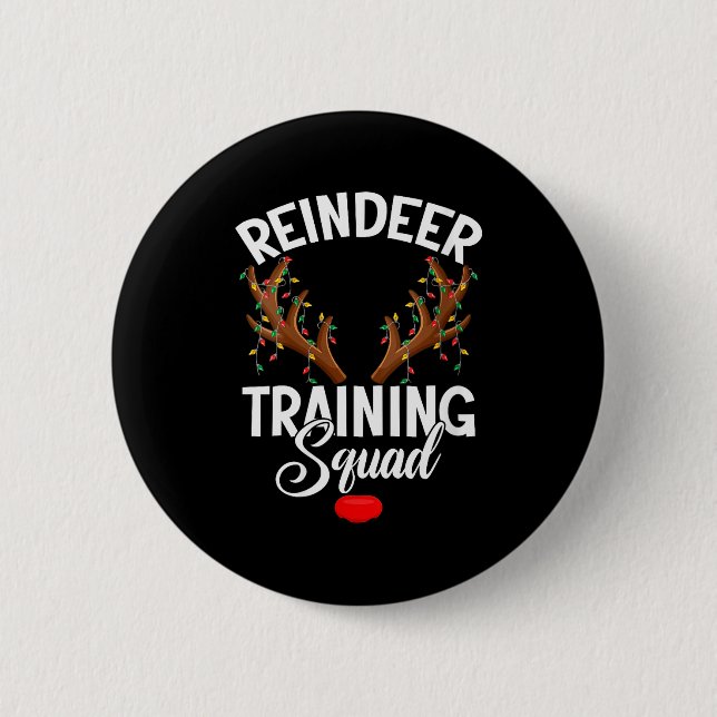 Womens Reindeer Training Squad Team Running Family Button (Front)