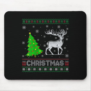 Womens Reindeer Xmas Tree Lighting Ugly Christmas Mouse Pad
