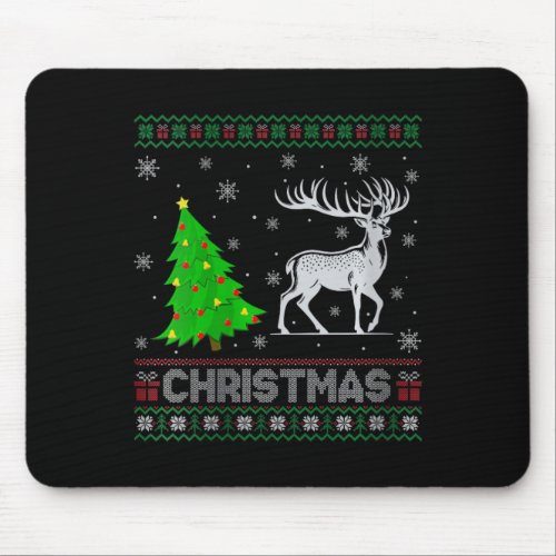 Womens Reindeer Xmas Tree Lighting Ugly Christmas  Mouse Pad