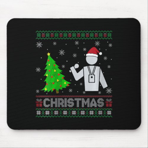 Womens Reporter Xmas Tree Lighting Ugly Christmas  Mouse Pad