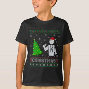 Womens Reporter Xmas Tree Lighting Ugly Christmas T-Shirt