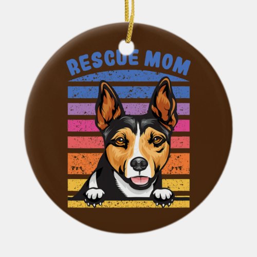 Womens Rescue Mom Rat Terrier Dog Mom  Ceramic Ornament