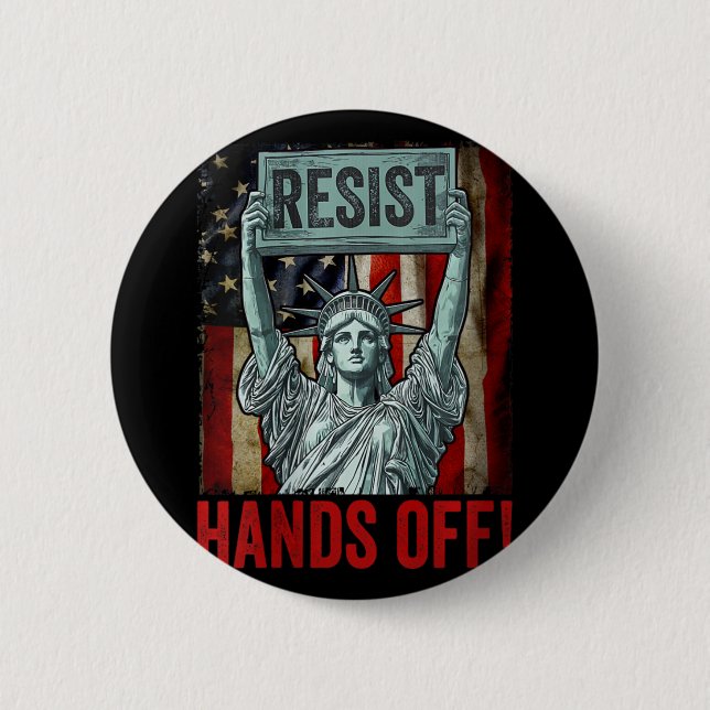 Womens Resist Resistance Statue Of Liberty Hands O Button (Front)