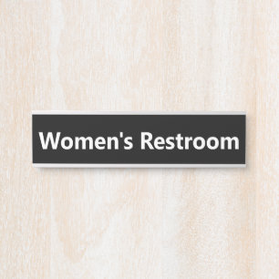 Women's Restroom Black and White Door Sign