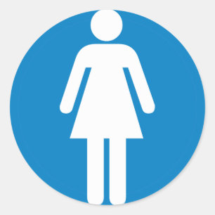Women's Restroom Highway Sign Classic Round Sticker
