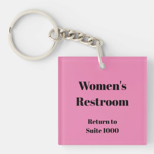 Womens Restroom Return Suite Number Pink  Black Keychain
