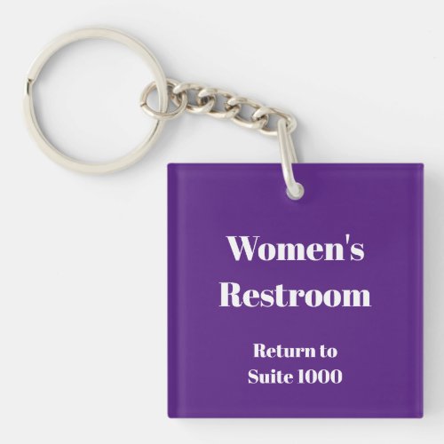 Womens Restroom Return Suite Number Royal Purple Keychain