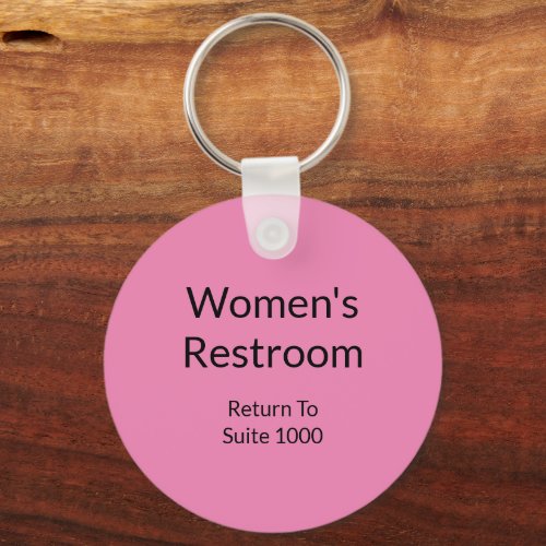 Womens Restroom Return To Suite Pink  Black Text Keychain