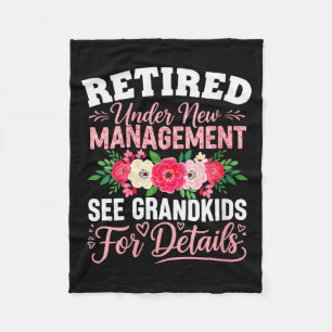 Womens Retired Under New Management See Grandkids Fleece Blanket