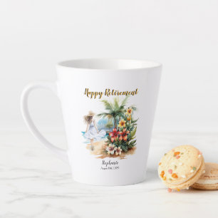 Women's Retirement Beach Aloha Flowers Party Latte Mug