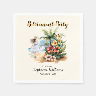 Women's Retirement Beach Aloha Flowers Party Napkins
