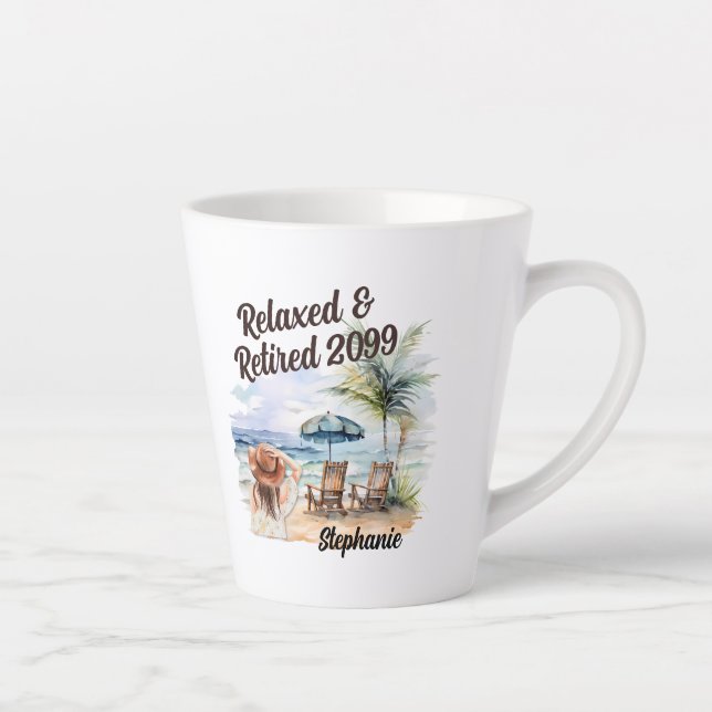 Women's Retirement Beach Chair  Latte Mug (Right)