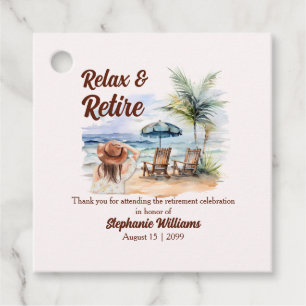 Women's Retirement Beach Chair Themed Party Favor Tags