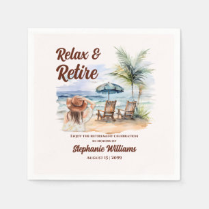 Women's Retirement Beach Chair Themed Party Napkins