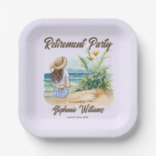 Women's Retirement Beach Theme Elegant Woman Paper Plates