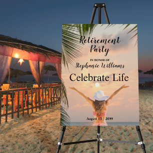 Women's Retirement Beach Themed Sunset Palm Tree Foam Board