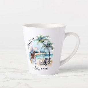Women's Retirement Beach Themed Watercolor Latte Mug