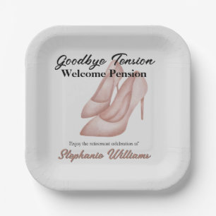 Women's Retirement Goodbye Tension Office Heels Paper Plates