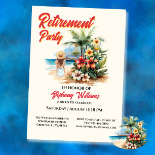 Women's Retirement Party Beach Aloha Woman  Invitation