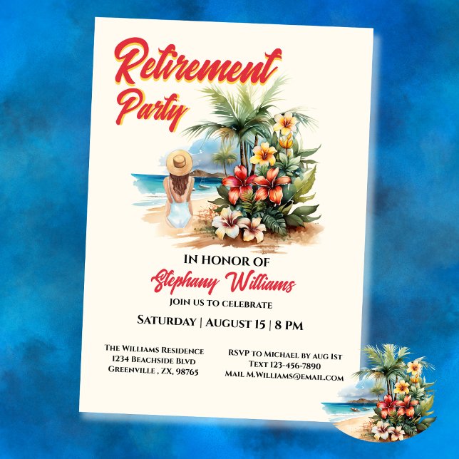 Women's Retirement Party Beach Aloha Woman  Invitation (Creator Uploaded)