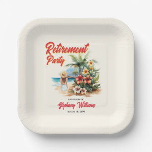 Women's Retirement Party Beach Aloha Woman Paper Plates