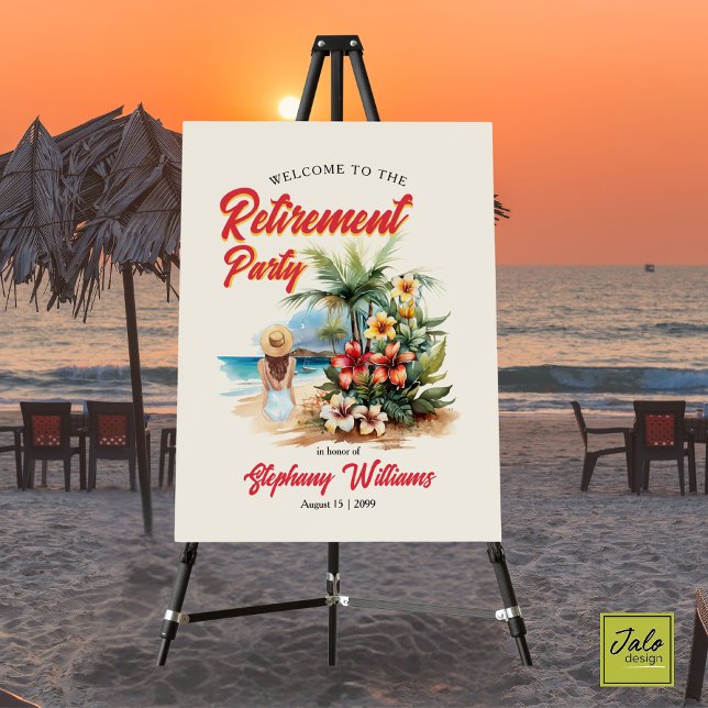 Women's Retirement Party Beach Aloha Woman Welcome Foam Board (Creator Uploaded)