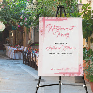 Women's Retirement Party Elegant Pink Floral  Foam Board