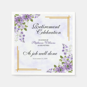 Womens Retirement Party Floral Classic Elegant Napkins