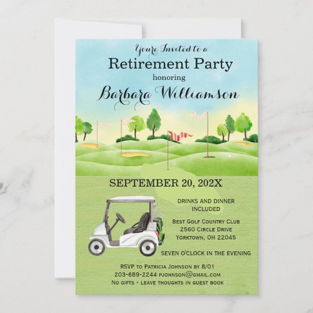 Women's Retirement Party Golf Theme Invitation (Front)