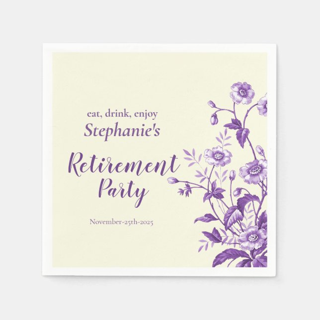 Women's Retirement Party Lavender Wildflower  Napkins (Front)
