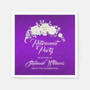 Women's Retirement Party Vintage White Rose Napkins