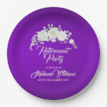 Women&#39;s Retirement Party Vintage White Rose  Paper Plates