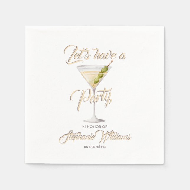 Women's Retirement Summer Cocktail Party Napkins (Front)