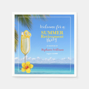 Women's Retirement Summer Ocean Cocktail Party Napkins