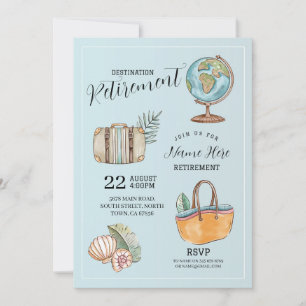 Women's Retirement Travel Party World Suitcase Invitation