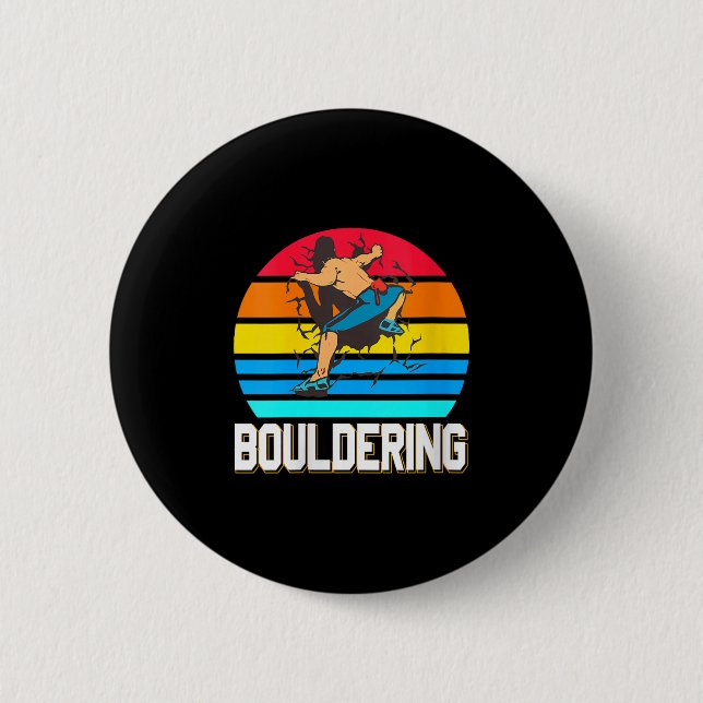 Womens Retro Bouldering Wall Smash Indoor Climbing Button (Front)