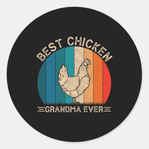 Womens Retro Chicken Design For Grandma Funny Moth Classic Round Sticker