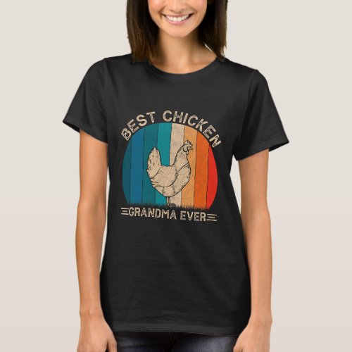Womens Retro Chicken Design For Grandma Funny Moth T_Shirt