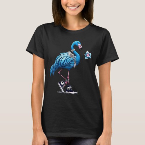 Womens Retro Flamingo Chucks And Pearls Comma La K T_Shirt