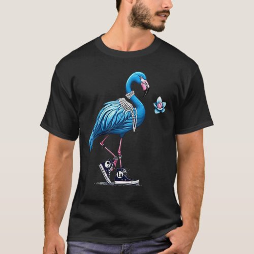 Womens Retro Flamingo Chucks And Pearls Comma La K T_Shirt