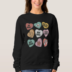 Womens Retro Groovy Heart Candy NICU Nurse Valenti Sweatshirt