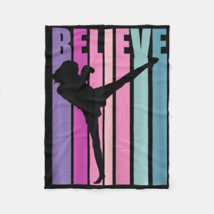 Womens Retro Kickboxing Womens Kickboxer Boxing Gl Fleece Blanket