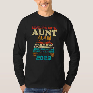 Womens Retro Leveling Up To Aunt Again 2023 Promot T-Shirt