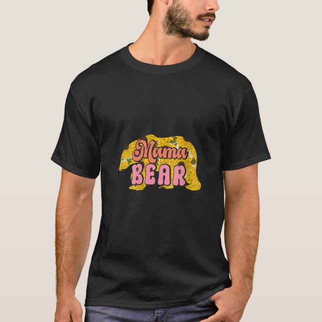 Womens Retro Mama Bear Flower Mama Mother s Day V  T-Shirt (Front)