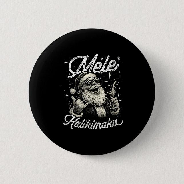 Womens Retro Mele Kalikimaka Hawaiian Christmas Ta Button (Front)