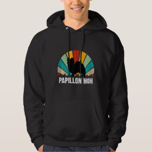 Womens Retro Papillon Mom   Mothers Day   Papillon Hoodie