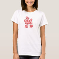 Women's Retro Pink French Poodle T-Shirt Top