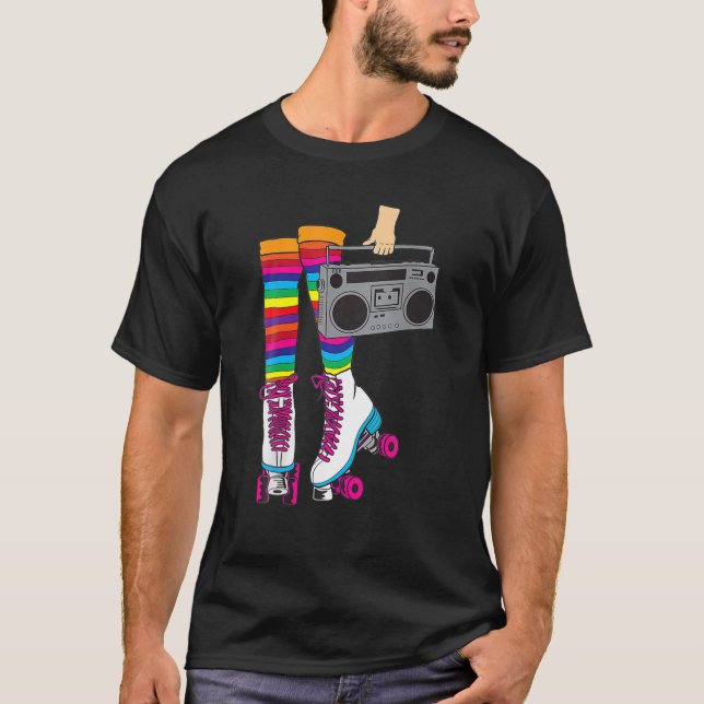Womens Retro Rollerskates 80'S Roller Disco Skatin T-Shirt (Front)