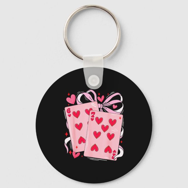 Womens Retro Six Seven 67 Meme Valentines Day Play Keychain (Front)